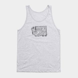 Get Lost Hiking Topographic Art Hike Washington State Map Tank Top